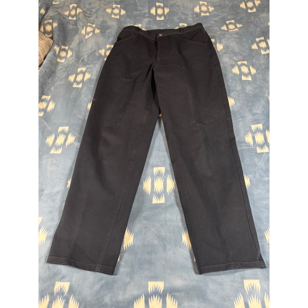 Doncaster Navy Blue Cotton Lycra Straight Leg Pants Womens 12P Petite High Rise